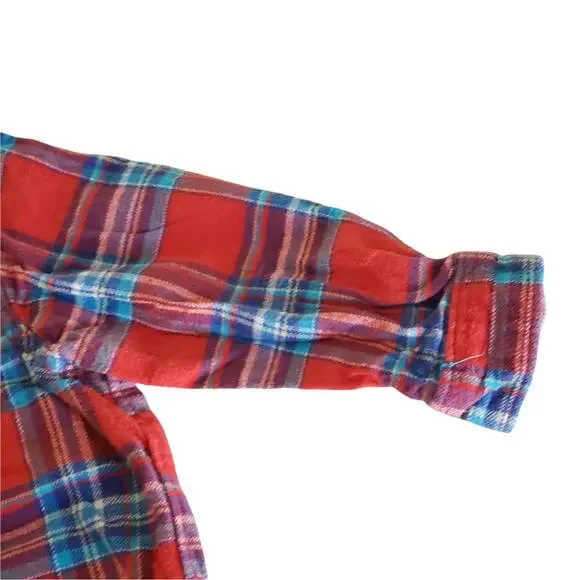 2 FOR $5 SALE Boy's 24 Month Red And Blue Plaid Flannel One Piece Top - Picture 5 of 7